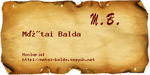 Mátai Balda névjegykártya
